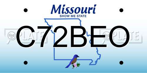 C72BEO Missouri License Plate