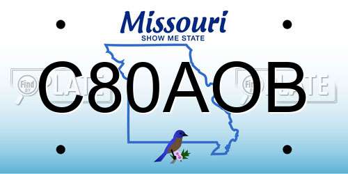 C80AOB Missouri License Plate