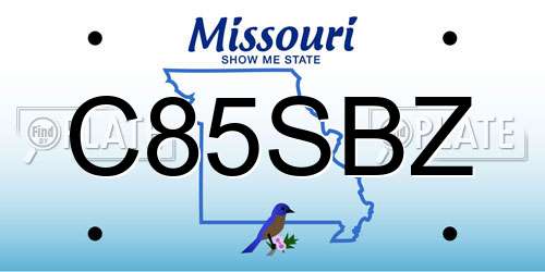 C85SBZ Missouri License Plate