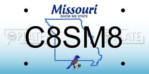 C8SM8 Missouri License Plate