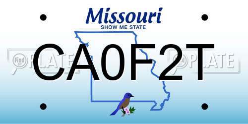 CA0F2T Missouri License Plate