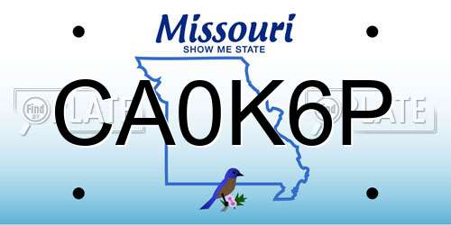 CA0K6P Missouri License Plate