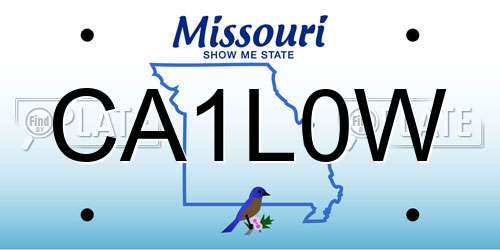 CA1L0W Missouri License Plate