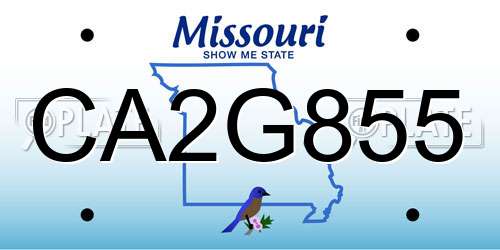 CA2G855 Missouri License Plate