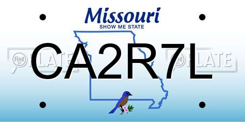 CA2R7L Missouri License Plate