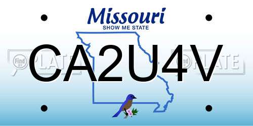 CA2U4V Missouri License Plate