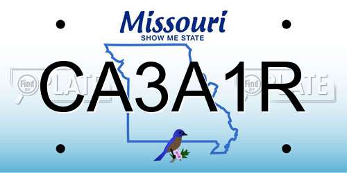 CA3A1R Missouri License Plate