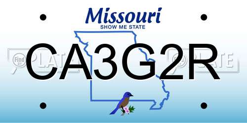 CA3G2R Missouri License Plate