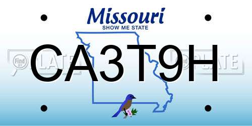 CA3T9H Missouri License Plate