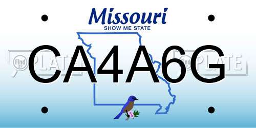CA4A6G Missouri License Plate