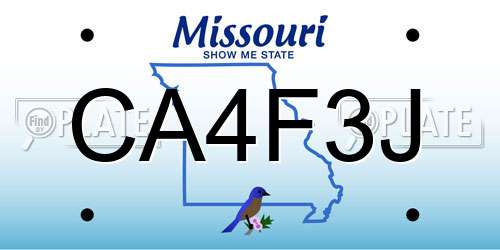 CA4F3J Missouri License Plate