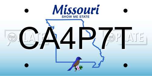 CA4P7T Missouri License Plate