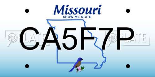 CA5F7P Missouri License Plate