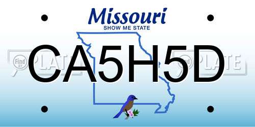 CA5H5D Missouri License Plate