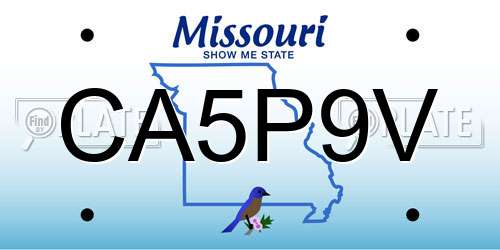 CA5P9V Missouri License Plate
