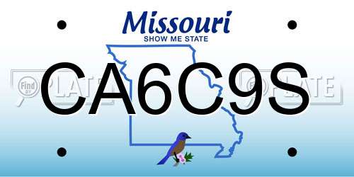 CA6C9S Missouri License Plate