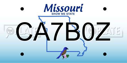 CA7B0Z Missouri License Plate