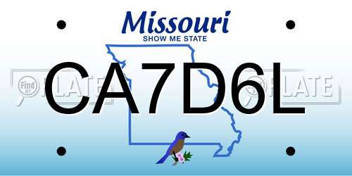CA7D6L Missouri License Plate