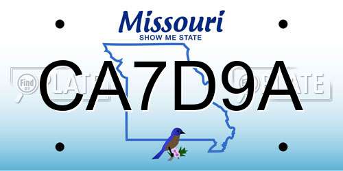 CA7D9A Missouri License Plate