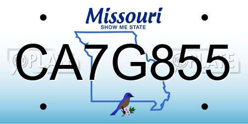 CA7G855 Missouri License Plate