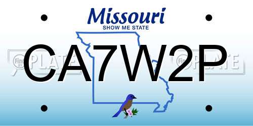 CA7W2P Missouri License Plate