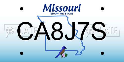 CA8J7S Missouri License Plate
