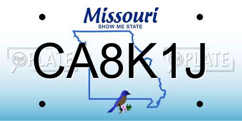 CA8K1J Missouri License Plate