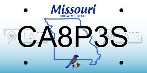 CA8P3S Missouri License Plate
