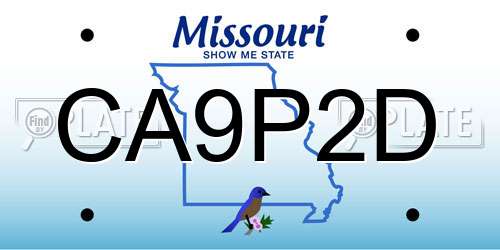 CA9P2D Missouri License Plate