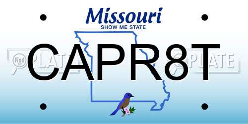CAPR8T Missouri License Plate