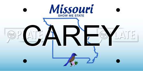 CAREY Missouri License Plate