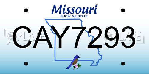 CAY7293 Missouri License Plate