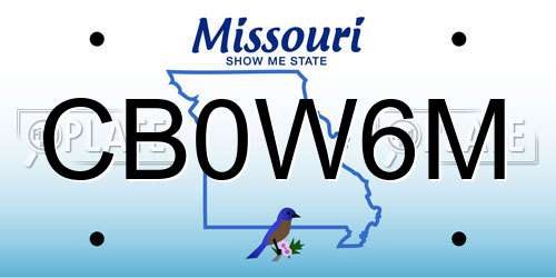 CB0W6M Missouri License Plate