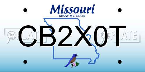 CB2X0T Missouri License Plate
