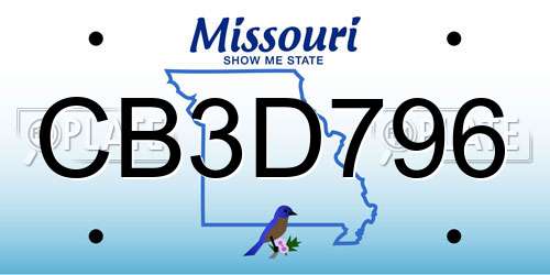 CB3D796 Missouri License Plate