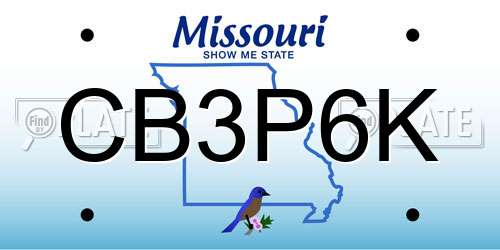 CB3P6K Missouri License Plate