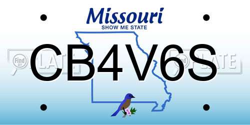 CB4V6S Missouri License Plate