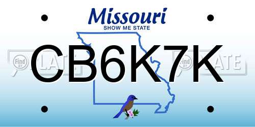 CB6K7K Missouri License Plate