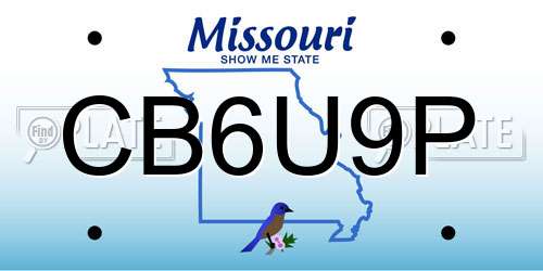 CB6U9P Missouri License Plate