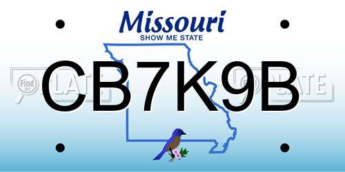 CB7K9B Missouri License Plate