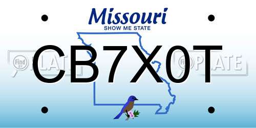 CB7X0T Missouri License Plate