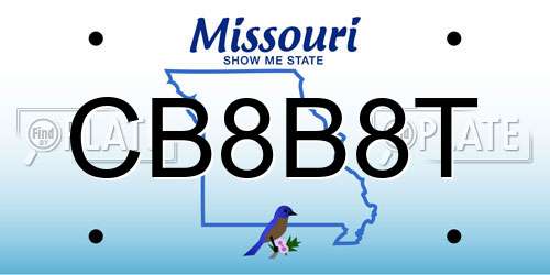 CB8B8T Missouri License Plate