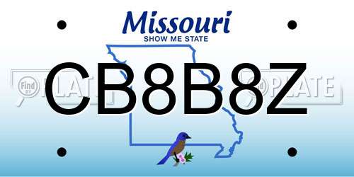 CB8B8Z Missouri License Plate