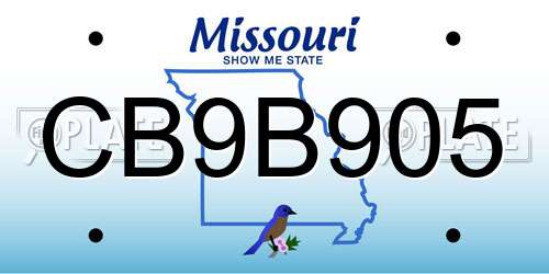 CB9B905 Missouri License Plate
