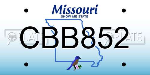 CBB852 Missouri License Plate