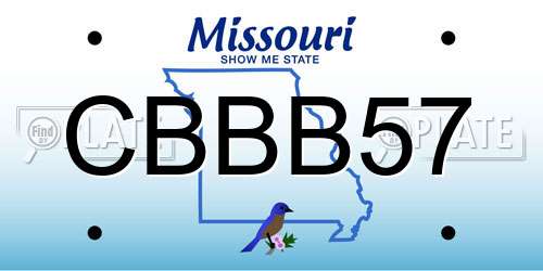 CBBB57 Missouri License Plate