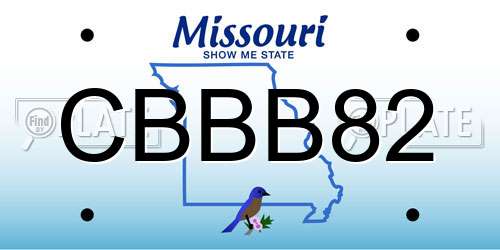 CBBB82 Missouri License Plate