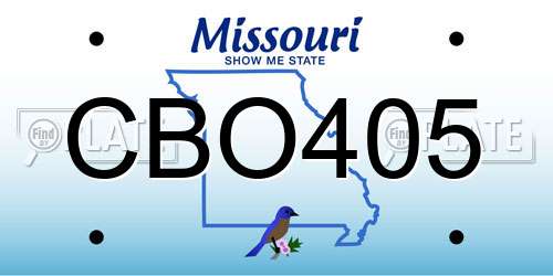 CBO405 Missouri License Plate