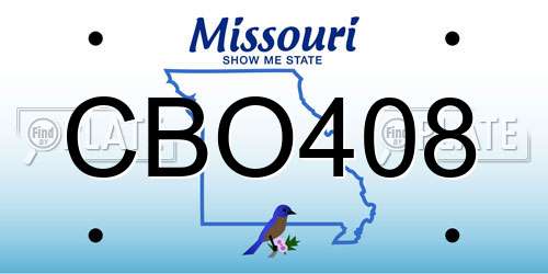 CBO408 Missouri License Plate