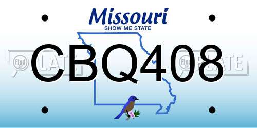 CBQ408 Missouri License Plate